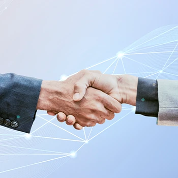Handshake for partnership in a custom background