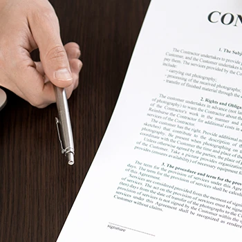 Close up image of contract