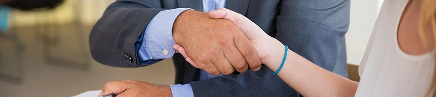 A LLC owner shaking hands with a silent partner