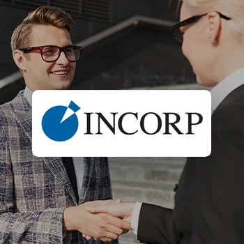 InCorp logo and a background of two business men shaking hands