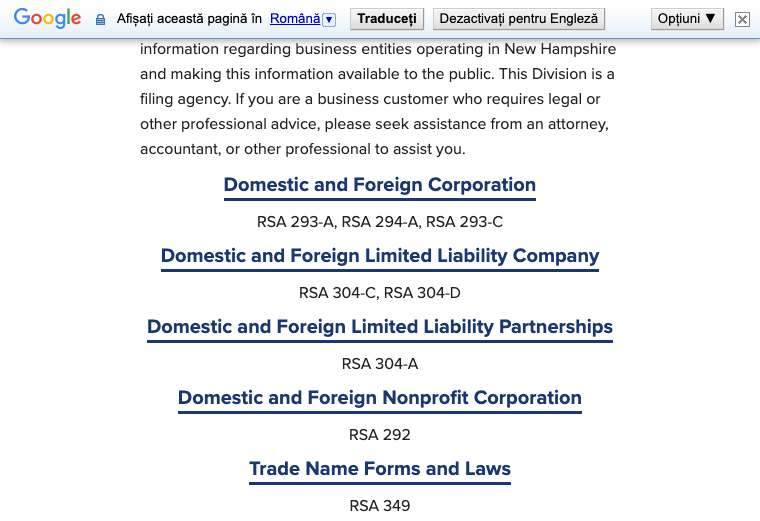 Official New Hampshire LLC formation filing source