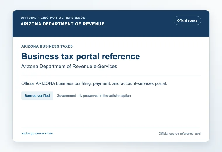 Official Arizona business tax filing and payment portal reference