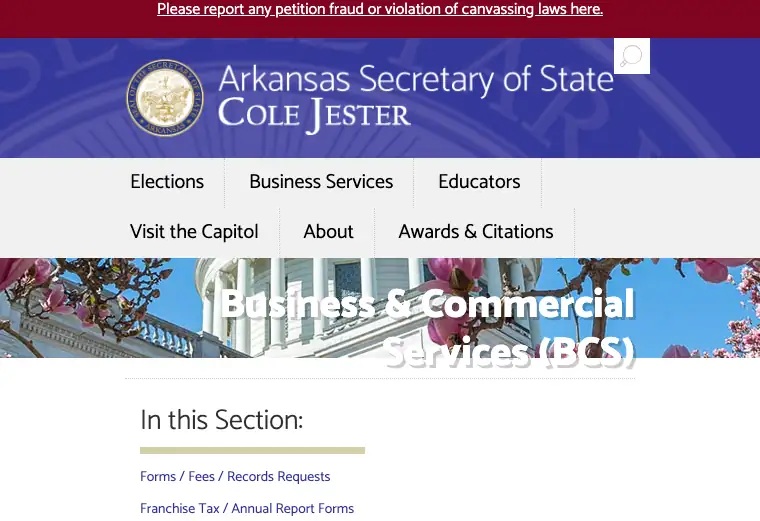 Official Arkansas LLC additional LLC cost source