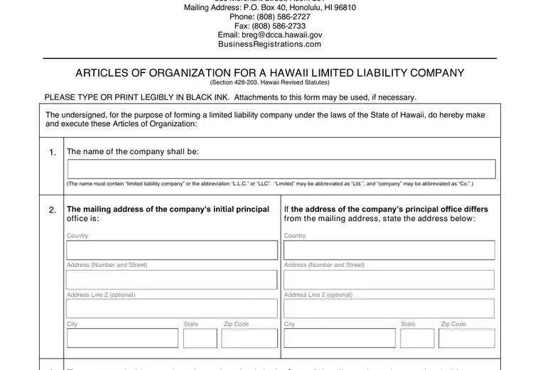 Official Hawaii LLC formation filing source