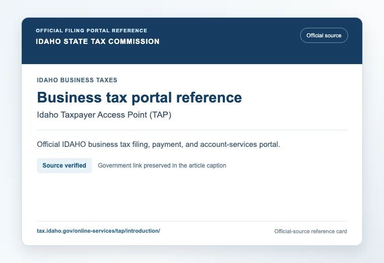 Official Idaho business tax filing and payment portal reference
