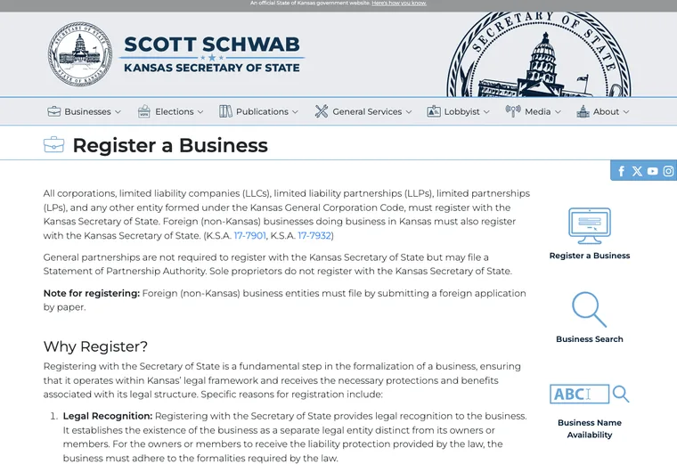 Official Kansas LLC source showing processing times and expedited filing options