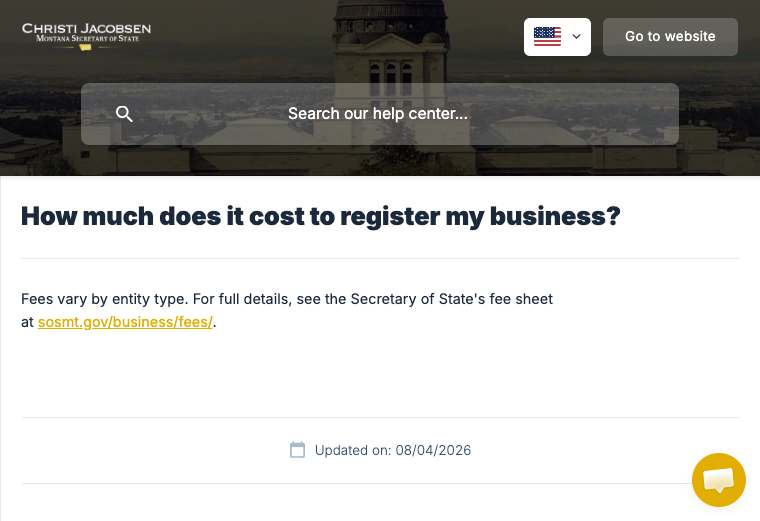 Official Montana LLC formation filing source