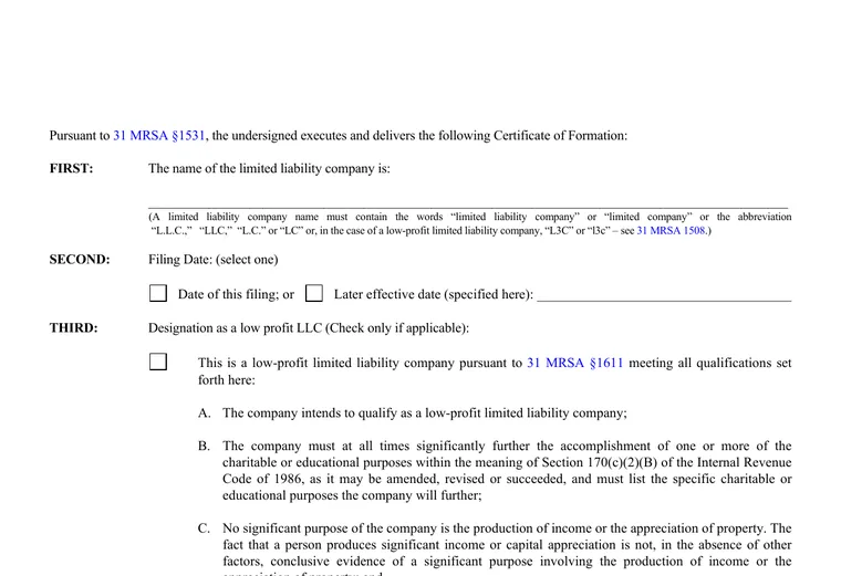 Official Maine LLC source showing formation filing requirements and submission details