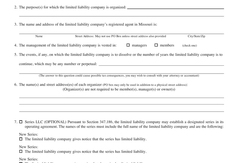 Official Missouri LLC source showing formation filing requirements and submission details