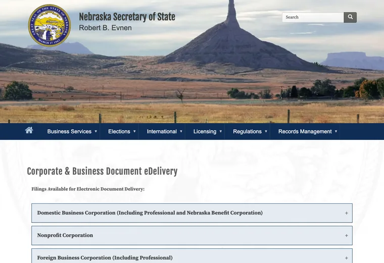 Official Nebraska LLC source showing processing times and expedited filing options