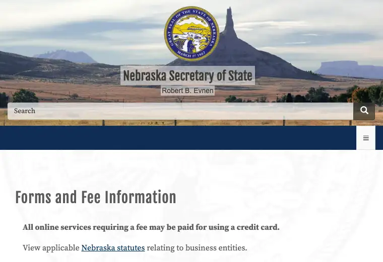 Official Nebraska LLC formation filing source