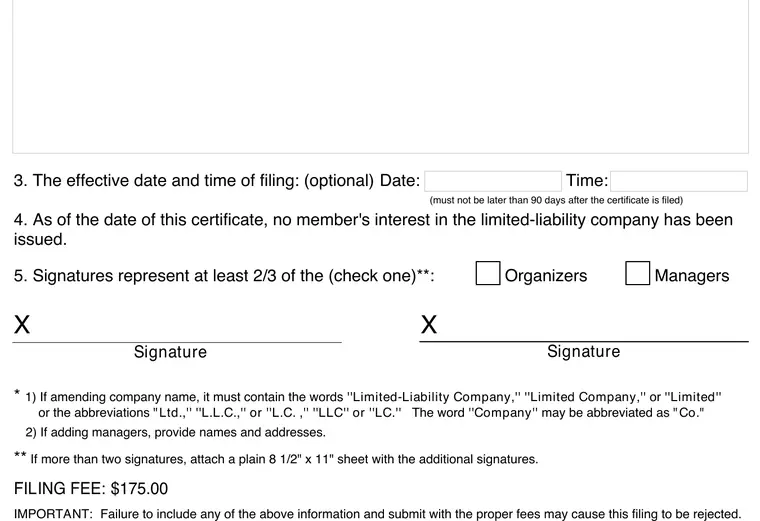 Official Nevada amendment form showing the $175 filing-fee block