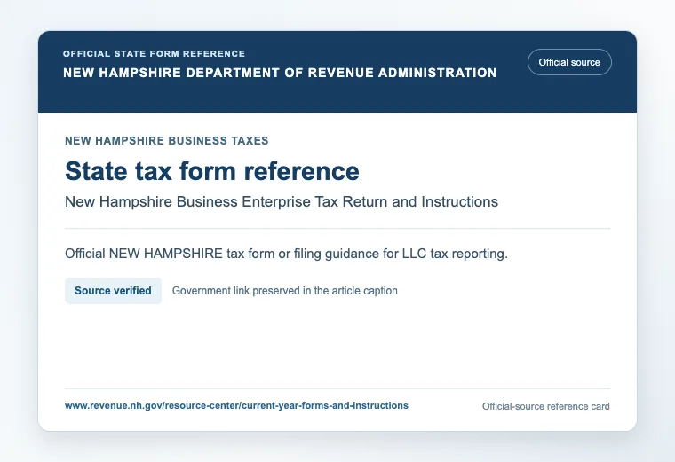 Official New Hampshire state tax form or filing guidance reference for LLC tax reporting
