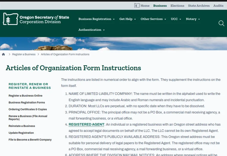 Official Oregon LLC source showing processing times and expedited filing options
