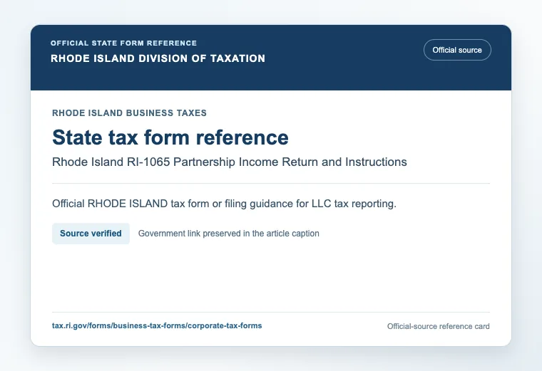 Official Rhode Island state tax form or filing guidance reference for LLC tax reporting