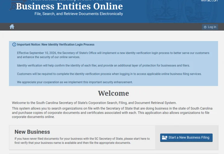 Official South Carolina LLC source showing processing times and expedited filing options