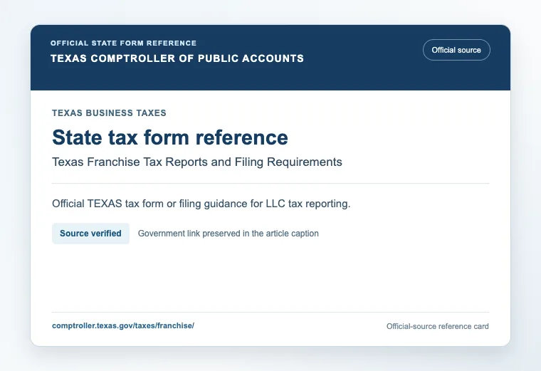 Official Texas state tax form or filing guidance reference for LLC tax reporting