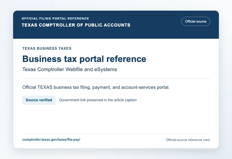 Official Texas business tax filing and payment portal reference