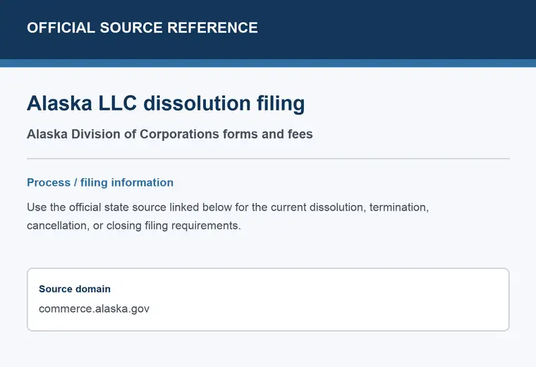 Official Alaska LLC dissolution source reference for the filing process and requirements