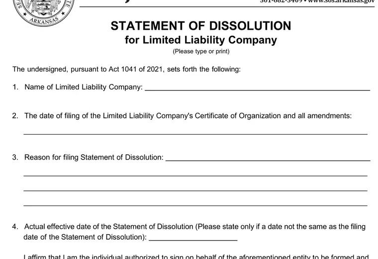 Official Arkansas LLC dissolution source reference for the filing form or instructions