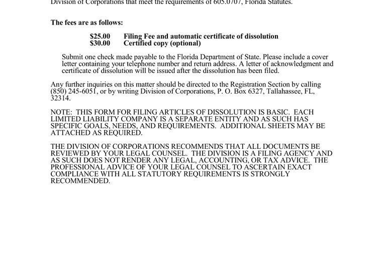 Official Florida LLC dissolution source reference for the filing form or instructions