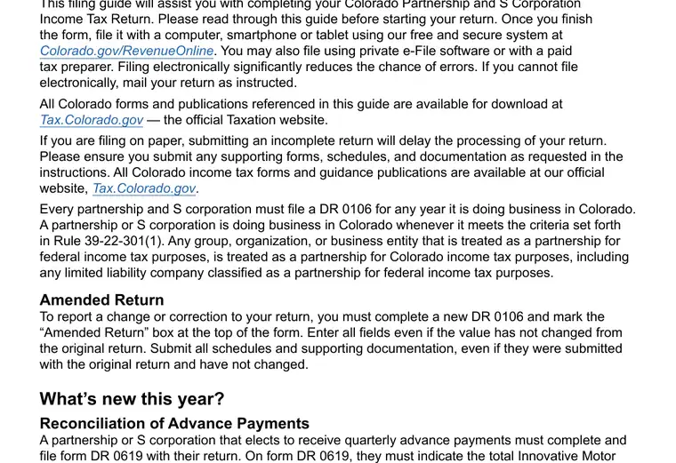 Official Colorado LLC tax form or instructions showing state filing requirements, tax details, and due-date information