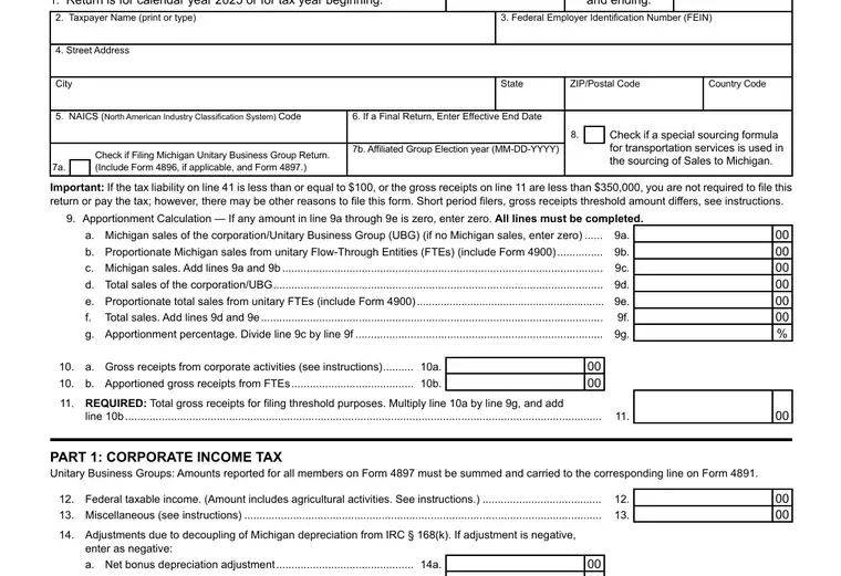 Official Michigan LLC tax form or instructions showing state filing requirements, tax details, and due-date information