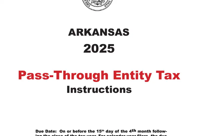 Official Arkansas LLC tax form or instructions showing state filing requirements, tax details, and due-date information