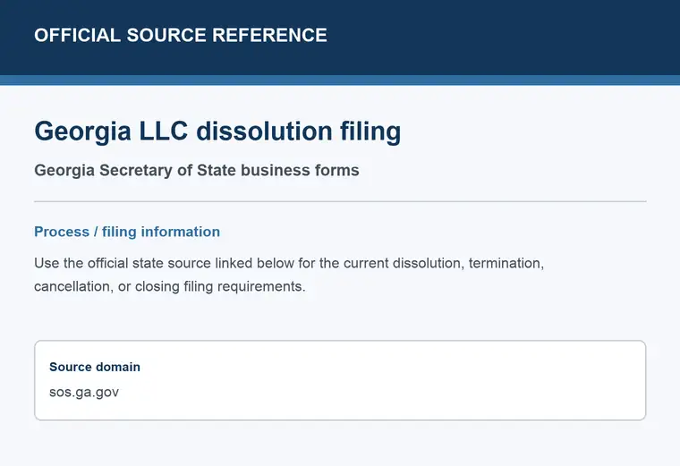 Official Georgia LLC dissolution source reference for the filing process and requirements