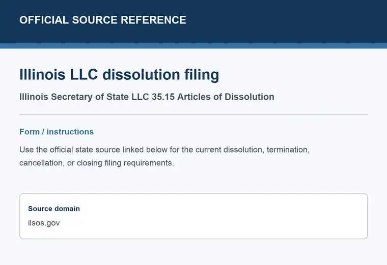 Official Illinois LLC dissolution source reference for the filing form or instructions