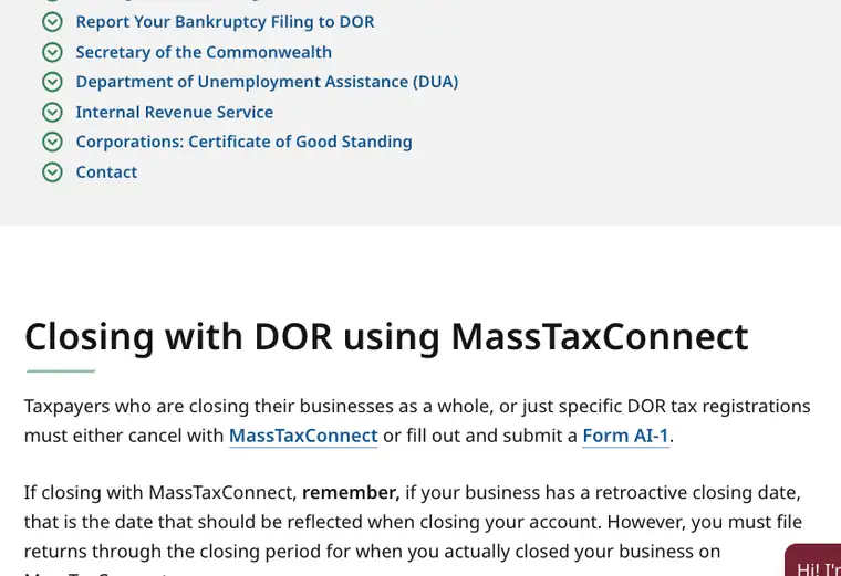 Official Massachusetts LLC dissolution source reference for the filing process and requirements