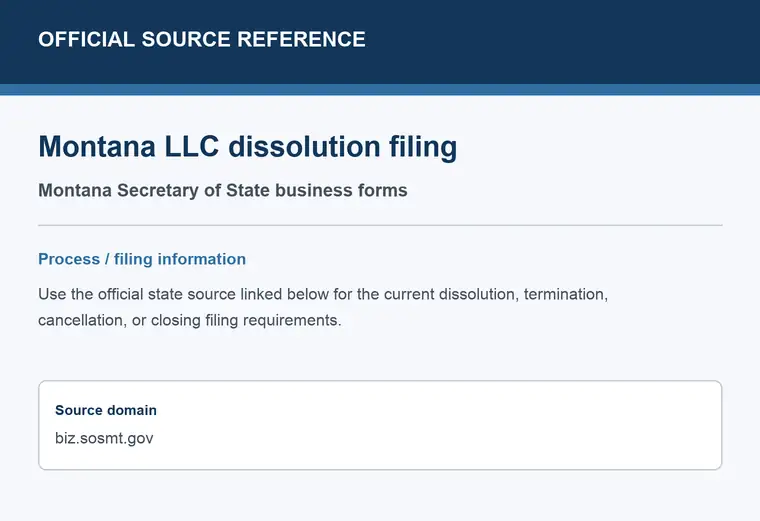 Official Montana LLC dissolution source reference for the filing process and requirements
