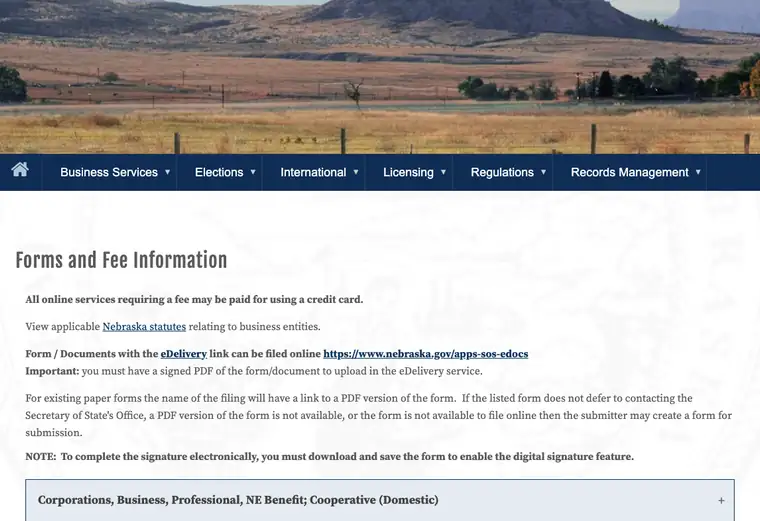 Official Nebraska LLC dissolution source reference for the filing process and requirements