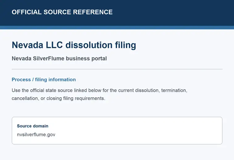 Official Nevada LLC dissolution source reference for the filing process and requirements