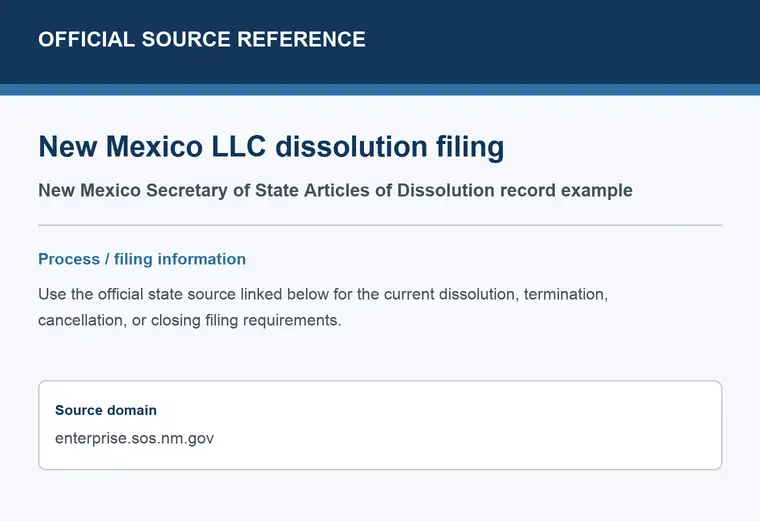 Official New Mexico LLC dissolution source reference for the filing process and requirements