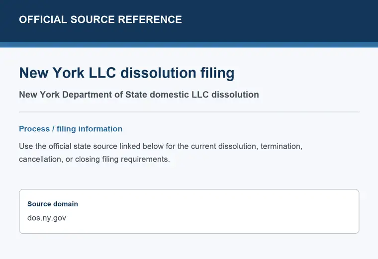 Official New York LLC dissolution source reference for the filing process and requirements