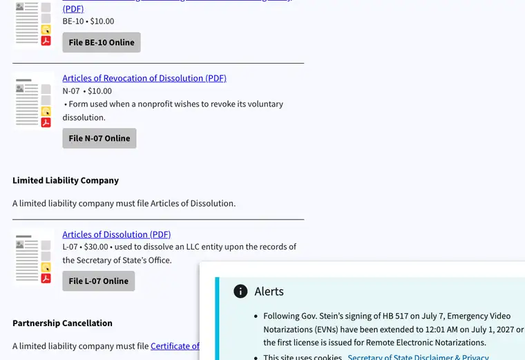 Official North Carolina LLC dissolution source reference for the filing process and requirements