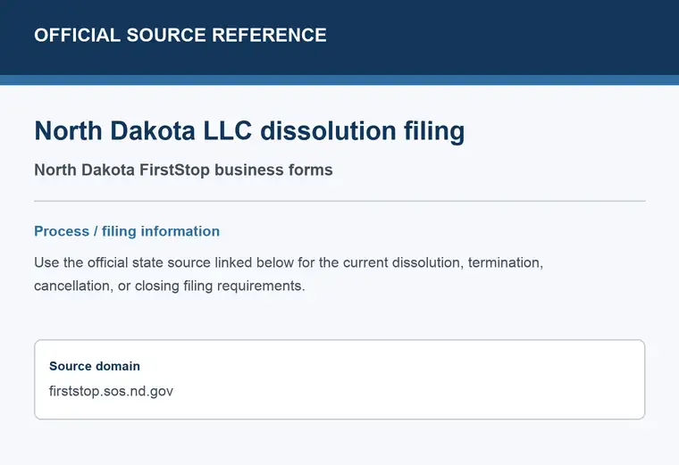 Official North Dakota LLC dissolution source reference for the filing process and requirements