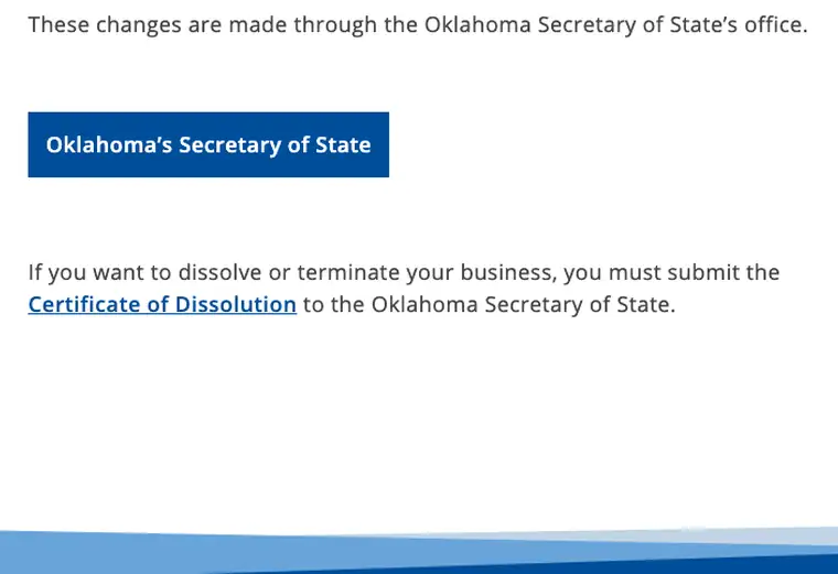 Official Oklahoma LLC dissolution source reference for the filing form or instructions