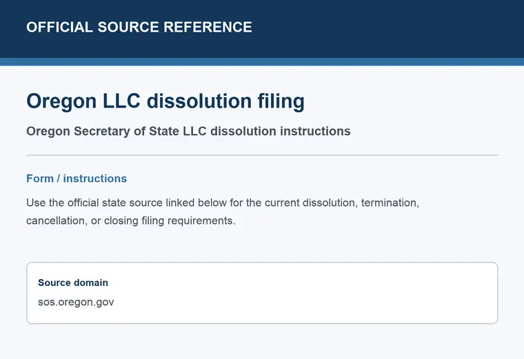 Official Oregon LLC dissolution source reference for the filing form or instructions
