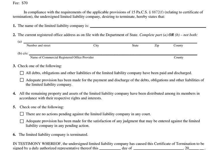Official Pennsylvania LLC dissolution source reference for the filing form or instructions