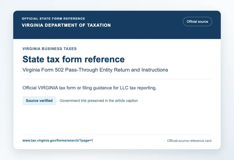 Official Virginia state tax form or filing guidance reference for LLC tax reporting