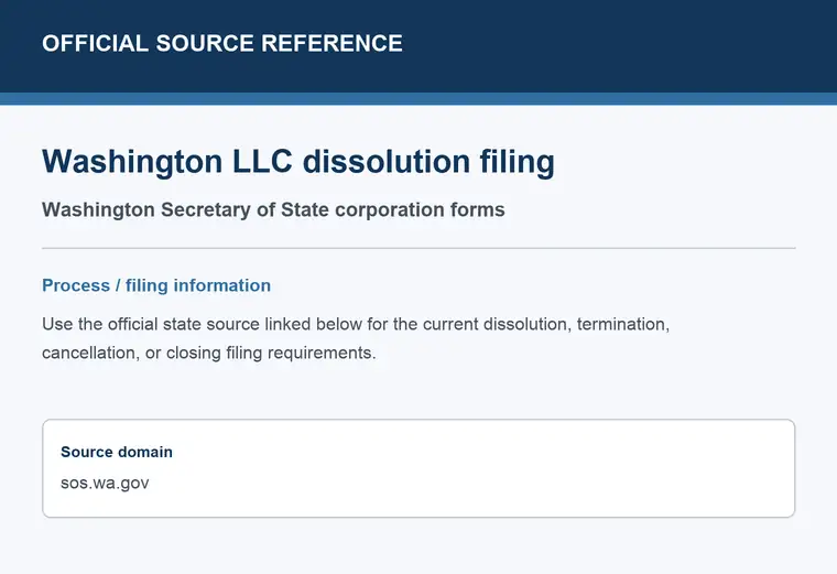 Official Washington LLC dissolution source reference for the filing process and requirements