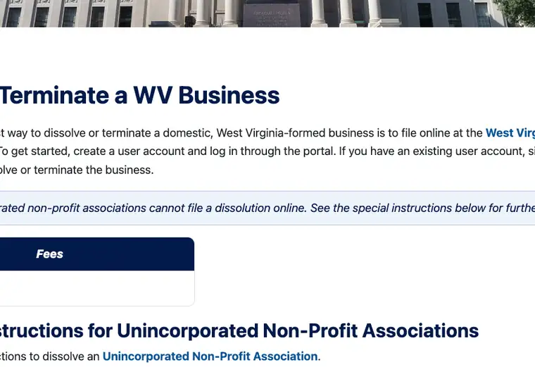 Official West Virginia LLC dissolution source reference for the filing process and requirements