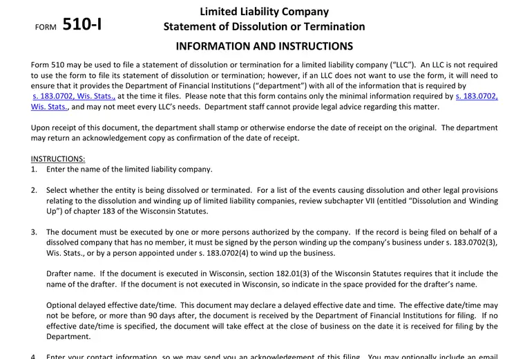 Official Wisconsin LLC dissolution source reference for the filing form or instructions