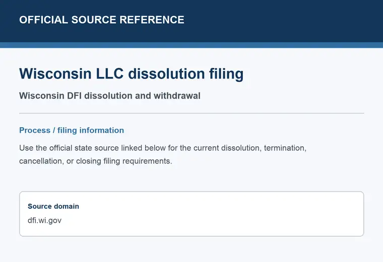 Official Wisconsin LLC dissolution source reference for the filing process and requirements