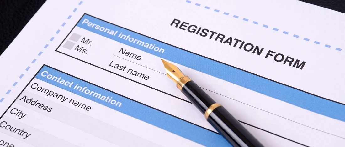 A business name registration form