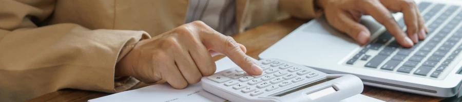 A person computing taxes and annual fees