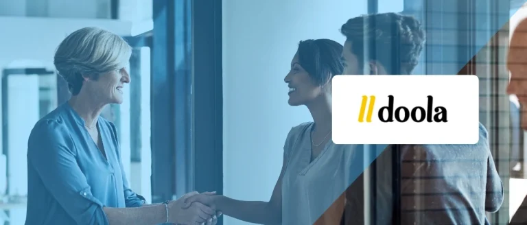 Business people talking and reviewing Doola
