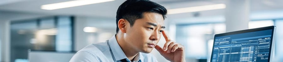 guy thinking in front of computer